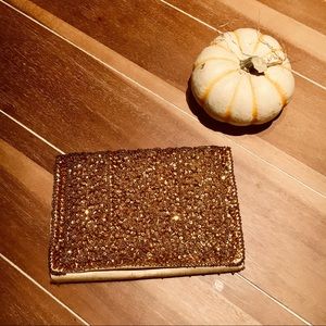 💛 Hand Made Vintage Gold Beaded & Sequined Clutch